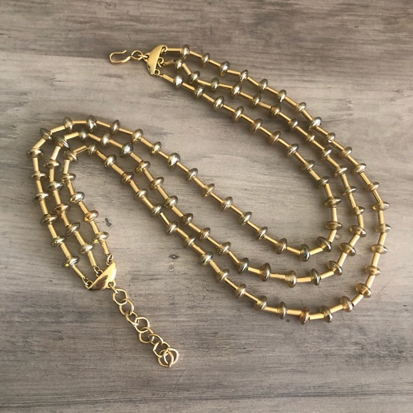 💙Monet gold tong glass beads multi layer necklace - Picture 2 of 5